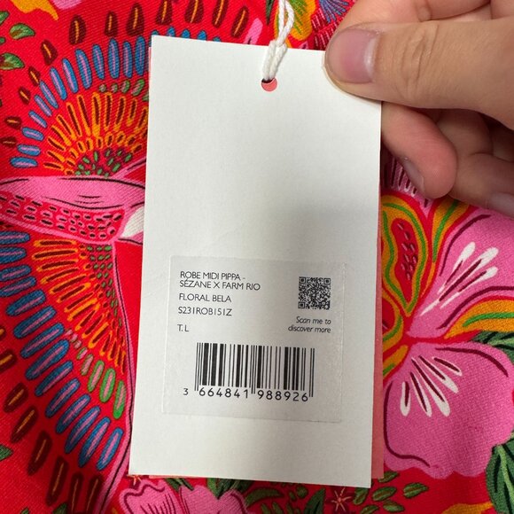 NWT Sezane x Farm Rio collab - Pippa Dress - floral/tropical/bird print - size L - Picture 10 of 17